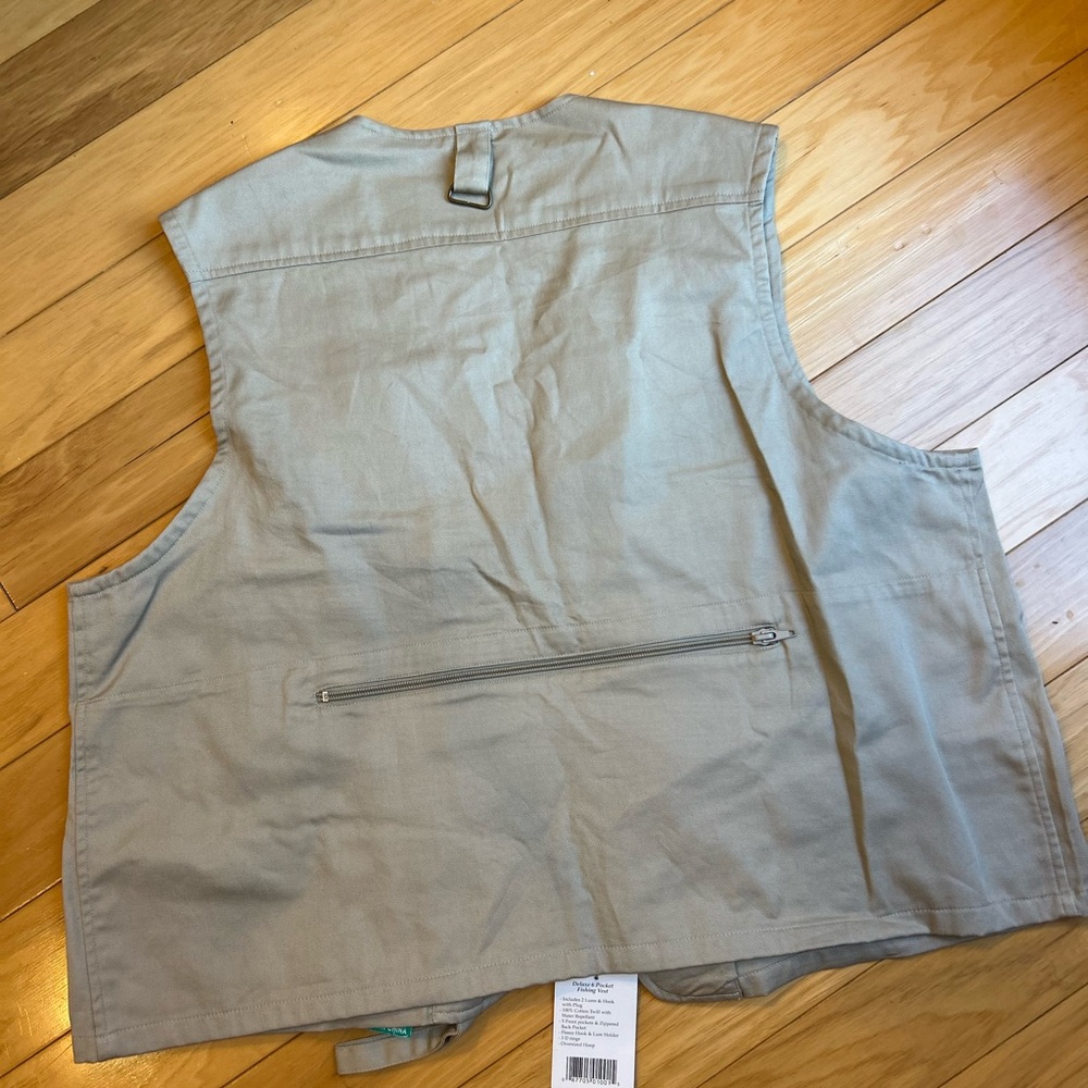 NWT Cedar Cove Bait & Tackle Stylish Gray Cotton Twill Fishing Vest - Picture 8 of 11
